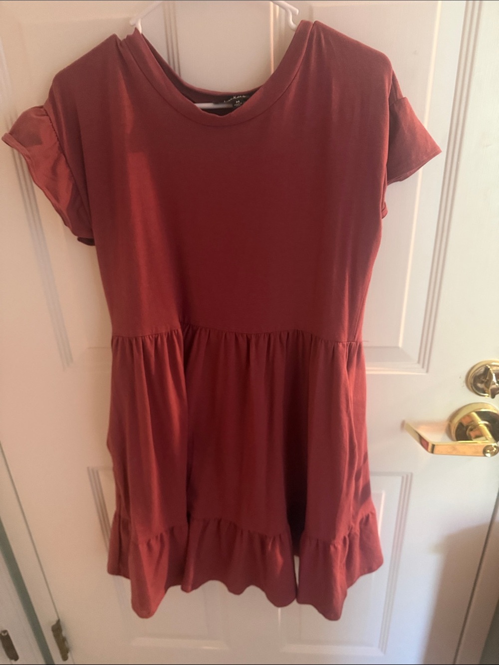 Womens Rust Tiered T-Shirt Dress